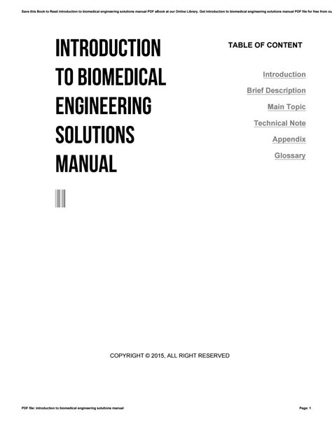 introduction to biomedical engineering solutions manual PDF