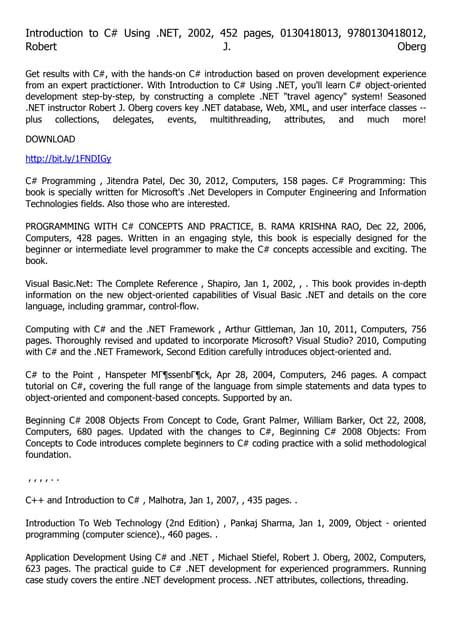 introduction to c using net PDF