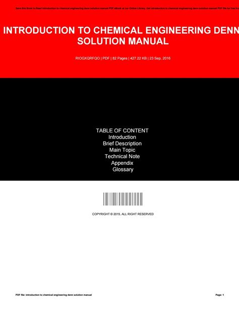 introduction to chemical engineering denn solution manual Reader