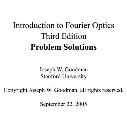 introduction to fourier optics solutions manual pdf PDF