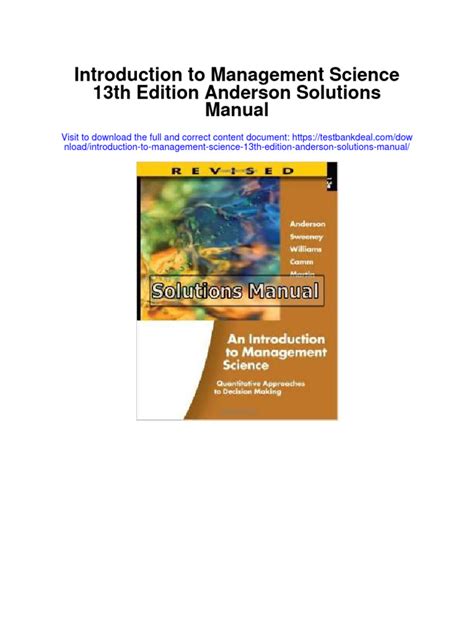 introduction to management science 13th edition solutions manual Doc