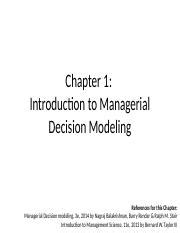 introduction to managerial decision modeling problems solution PDF