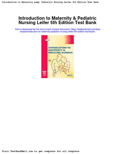 introduction to maternity and pediatric nursing leifer 5th edition test bank Epub