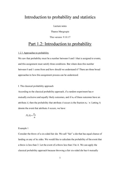 introduction to probability and statistics lecture notes pdf