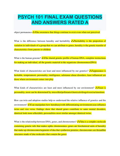 introductory psychology 101 test questions and answers Epub