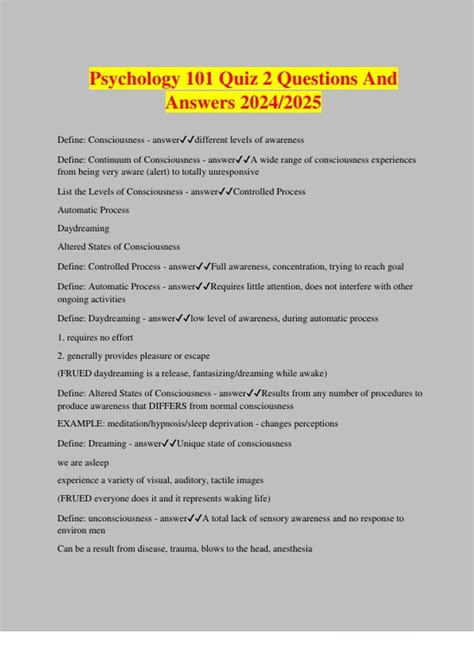 introductory psychology 101 test questions and answers Epub