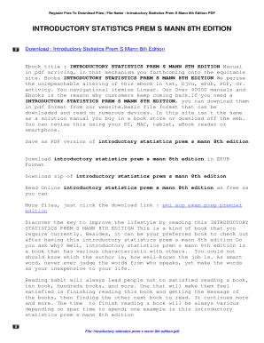 introductory statistics prem s mann 8th edition pdf Epub