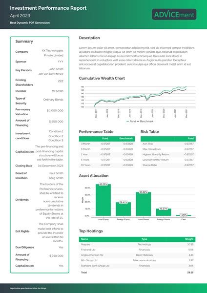 Investment Reporting Template Comparison