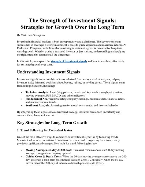 investment strategies and signals