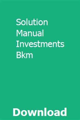investments bkm solution manual Epub