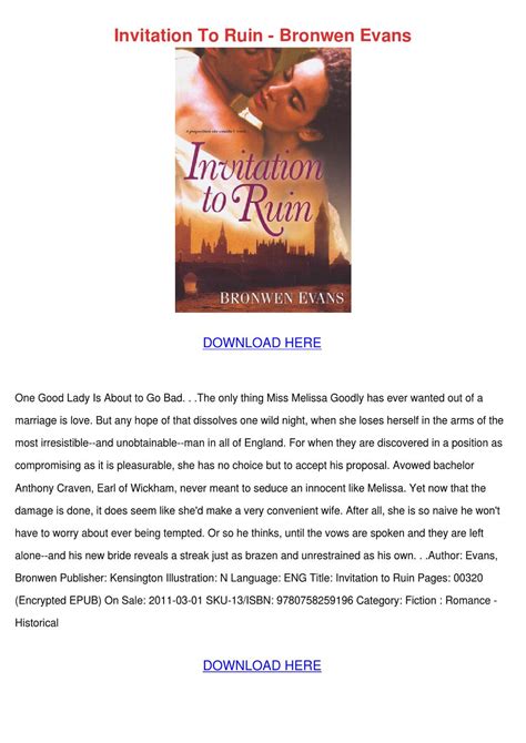 invitation to ruin by bronwen evans pdf book Doc