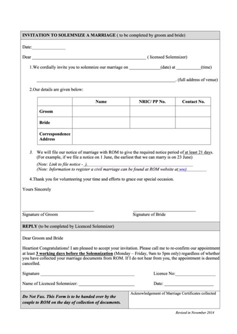 invitation to solemnize a marriage form singapore