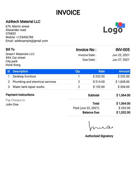 Invoice Template Generator