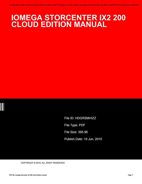 iomega cloud edition manual PDF