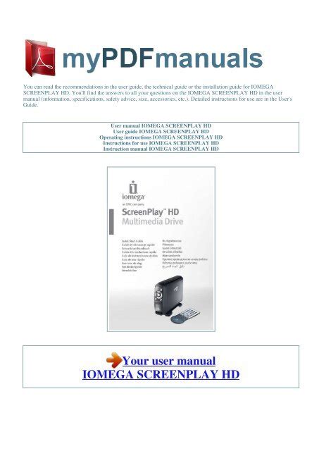 iomega screenplay user guide Doc