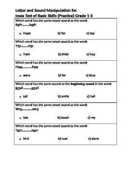 iowa test first grade practice Reader