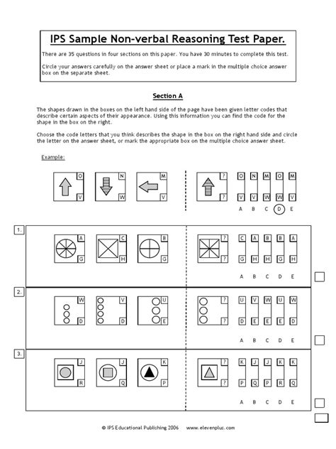 ips sample non verbal reasoning test paper PDF