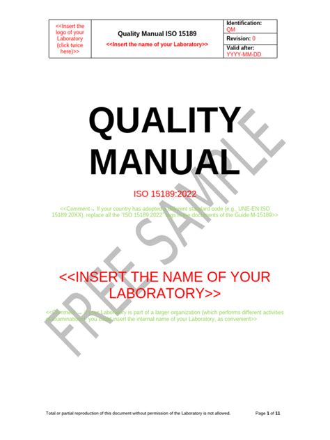 iso 15189 quality manual sample pdf Doc