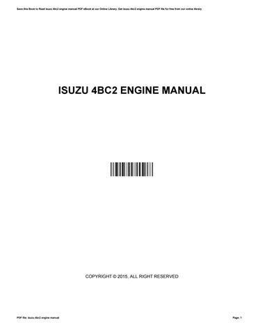 isuzu 4bc2 engine manual Ebook Kindle Editon