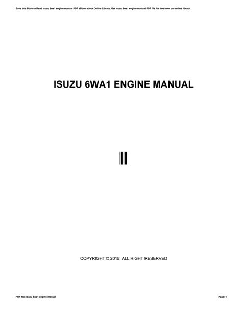 isuzu 6wa1 engine manual Kindle Editon