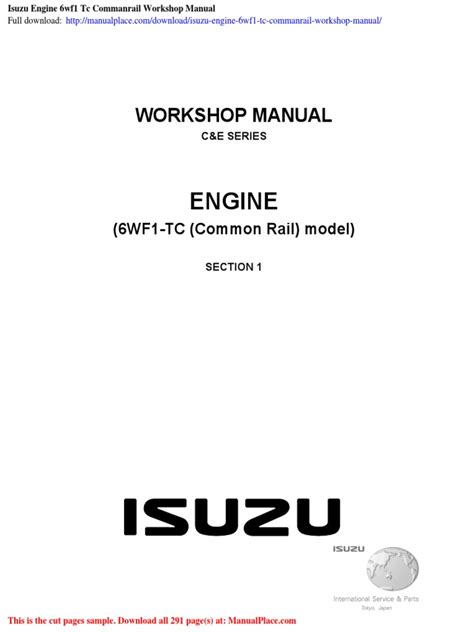 isuzu engine 6wf1 tc commanrail workshop manual pdf Epub