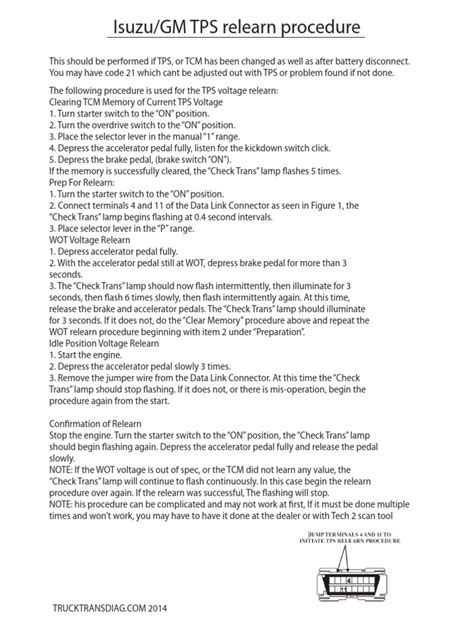 isuzu tps relearn procedure Doc