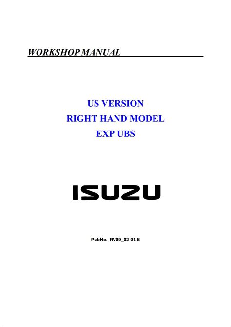 isuzu trooper maintenance repair and workshop manual 1998 a 2002 Epub