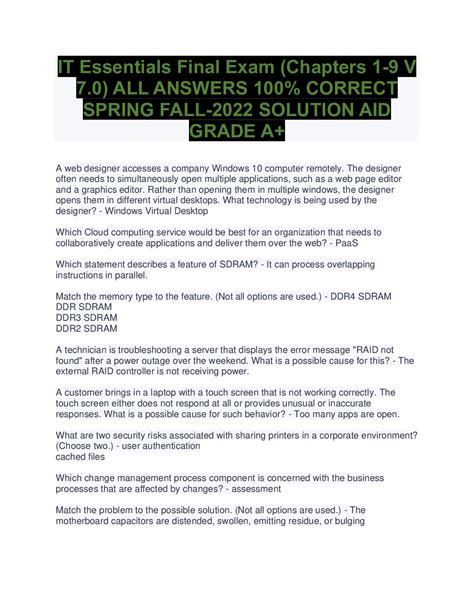 it essentials chapter 1 10 final exam 2012 Epub