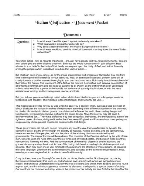 italian unification document packet answers Kindle Editon