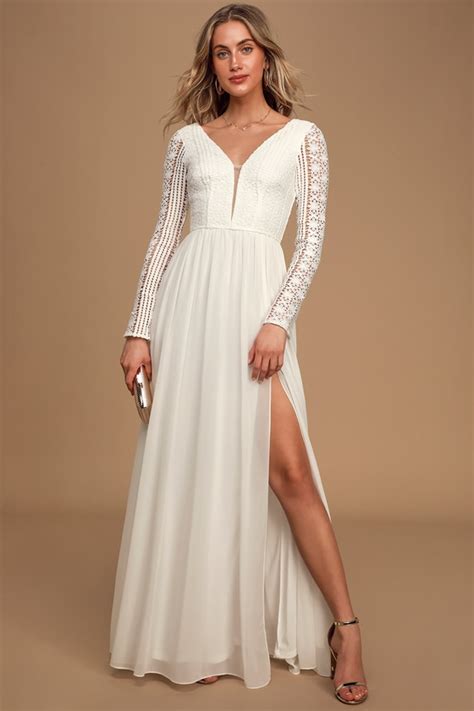 ivory long sleeve dress