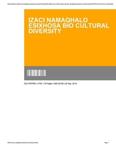 izaci namaqhalo esixhosa bio cultural diversity 63397 pdf Kindle Editon