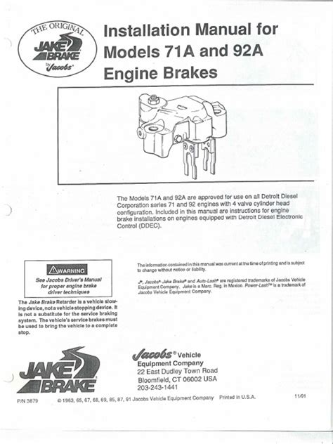 jacobs engine brake service manual free Reader