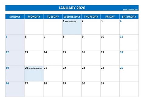 january 20 20 calendar