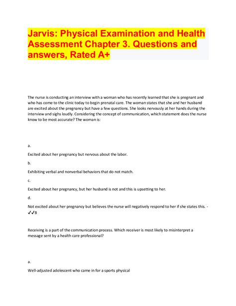 jarvis physical examination and health assessment answer Doc