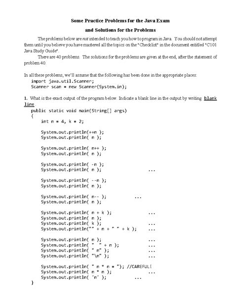 java sample exam paper Epub