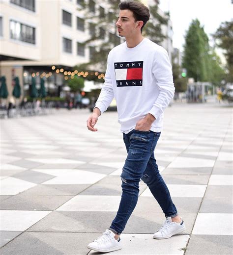 jeans and white shoes