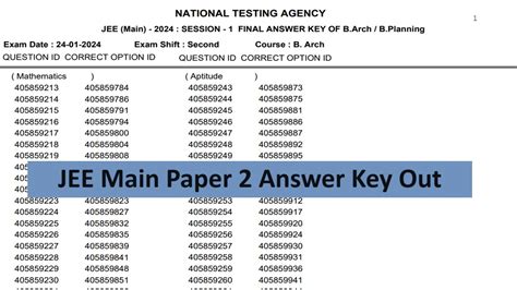 jee answer key paper 1 for version h Epub