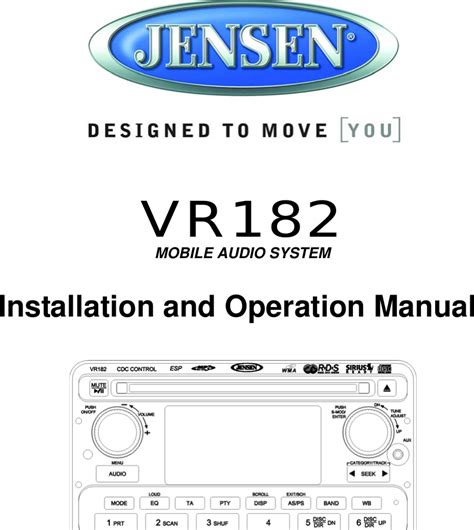 jensen vr182 user guide PDF