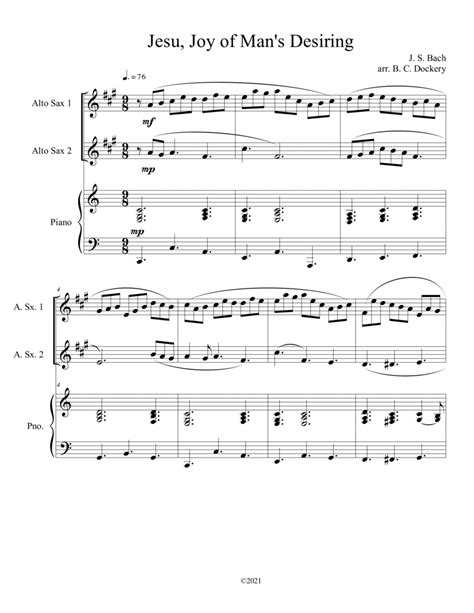 jesu joy of mans desiring duet for two pianos PDF