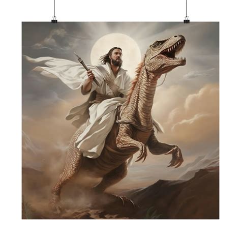 jesus on a velociraptor