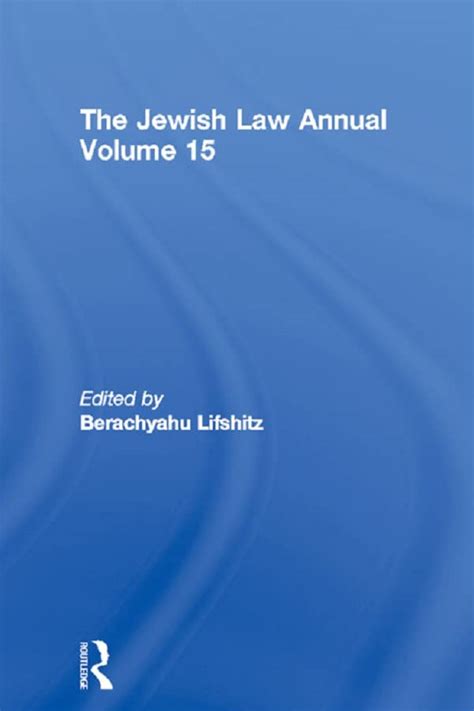 jewish law annual berachyahu lifshitz ebook Reader