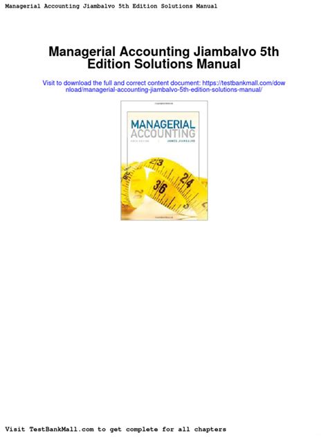 jiambalvo managerial accounting 5th edition solutions manual PDF