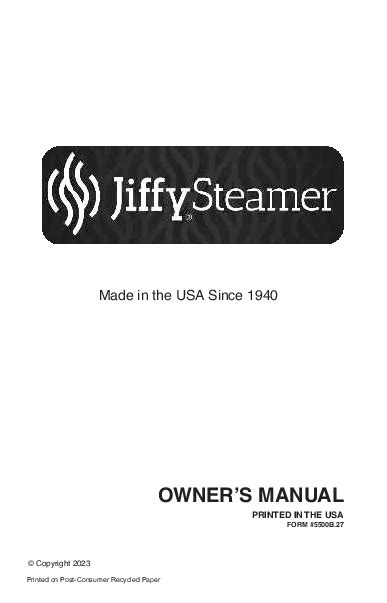 jiffy steamer quick manual user guide PDF