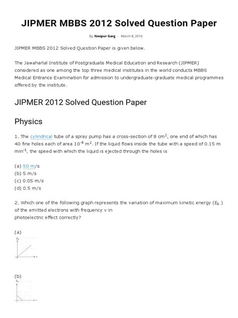 jipmer 2012 question paper Reader
