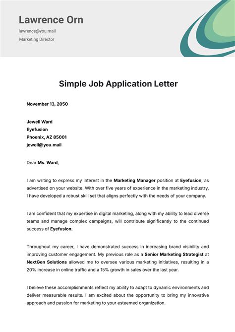 Job Application Template Write A Letter