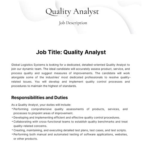 job description of quality analyst