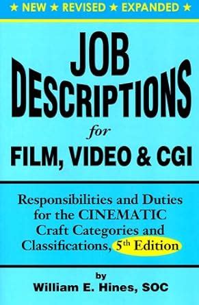 job descriptions for film video and cgi computer generated imagery responsibilities and duties for PDF