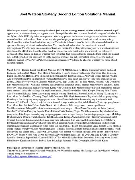 joel watson strategy solutions manual Doc