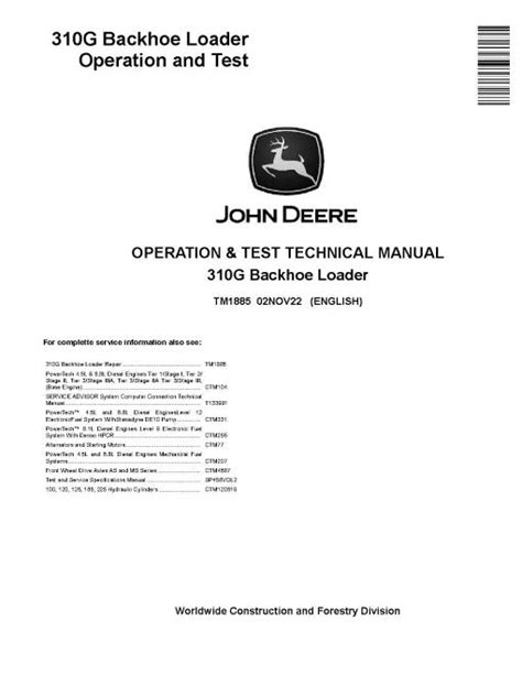 john deere 310g backhoe manual PDF