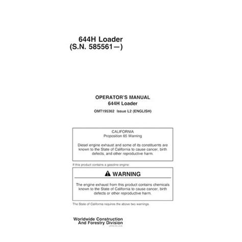 john deere 644h loader sn 585561 omt195362 user guide Epub